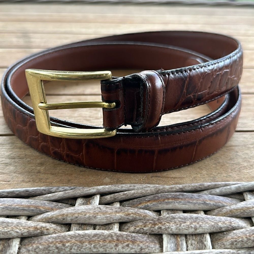 Crocodile  Brown Mens Leather Belt 48